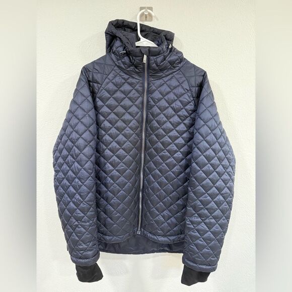 BCBGMAXAZRIA Quilted Hooded Jacket Navy Blue Size XL EUC - Picture 1 of 5